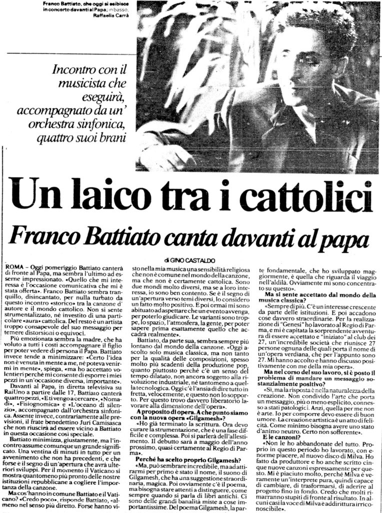 Un laico tra i cattolici