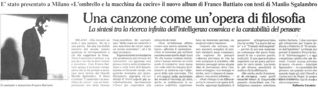 Una canzone come un'opera di filosofia
