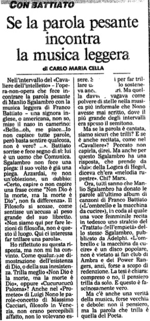 Se la parola pesante incontra la musica leggera