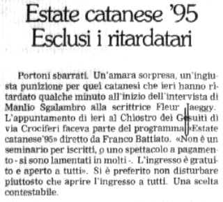 Estate catanese '95 Esclusi i ritardatari