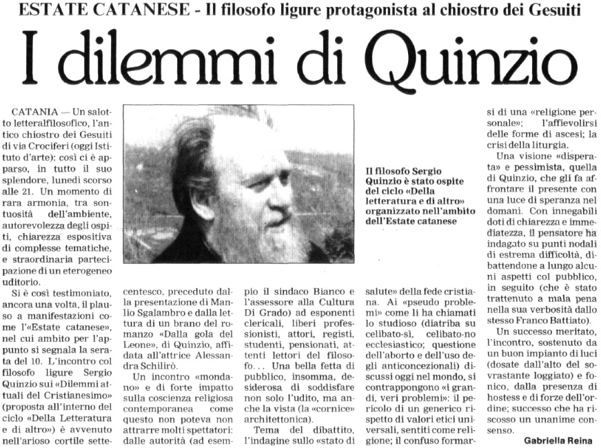 I dilemmi di Quinzio