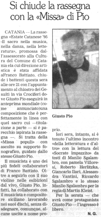 Si chiude la rassegna con la «Missa» di Pio