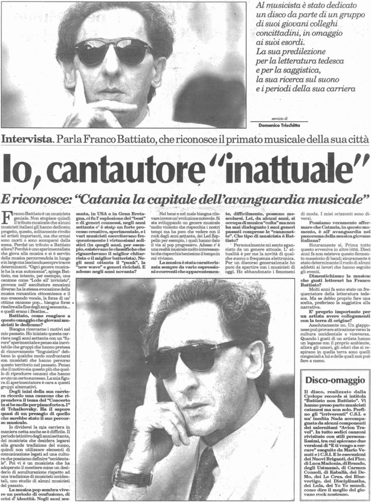 Io, cantautore “inattuale”