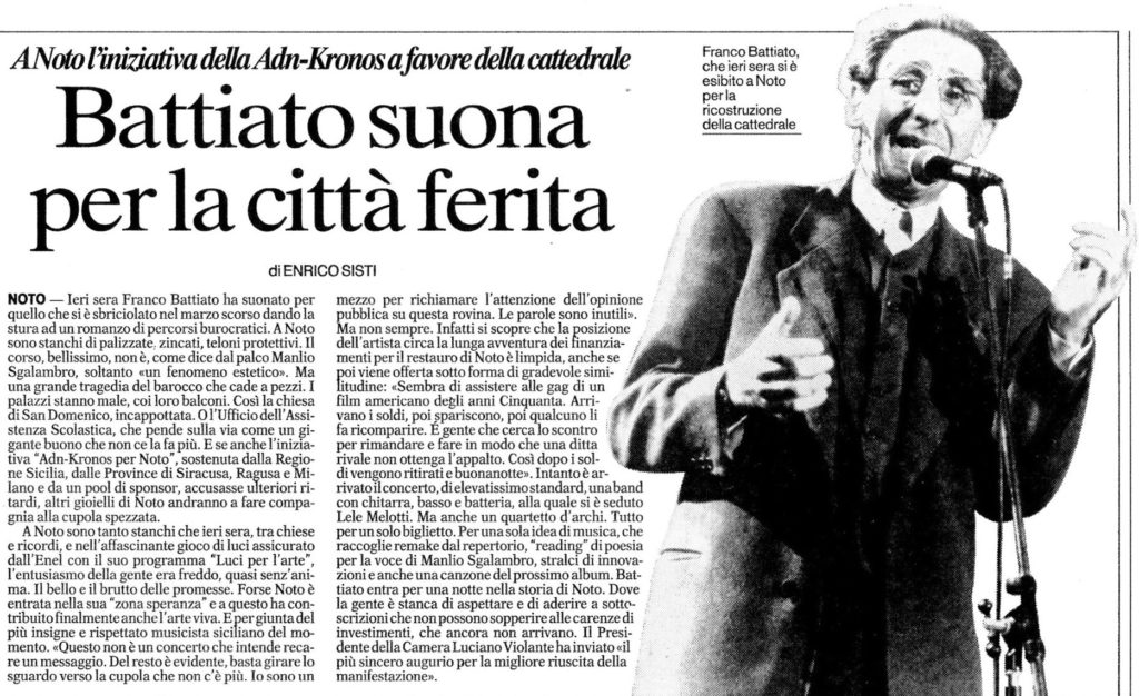 Battiato suona per la città ferita