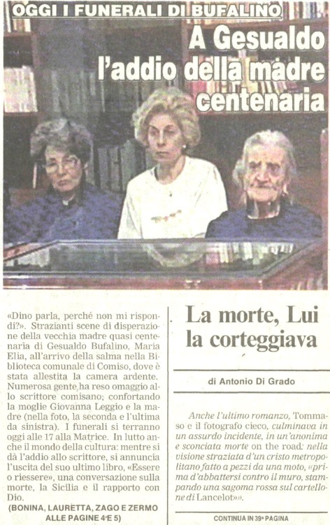 A Gesualdo l'addio della madre centenaria