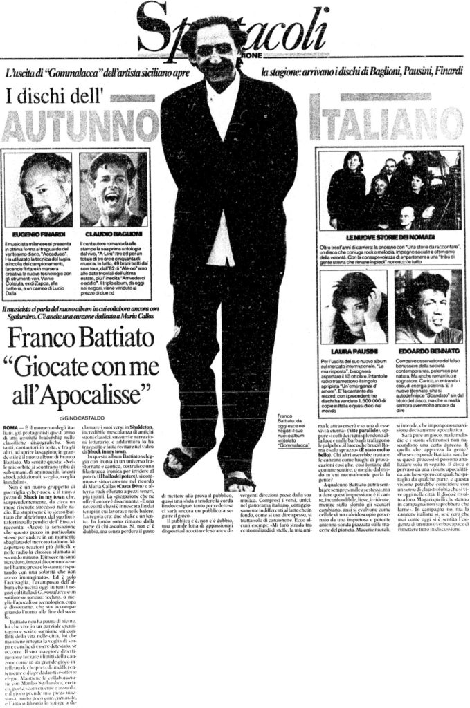 Franco Battiato Giocate con me all'Apocalisse