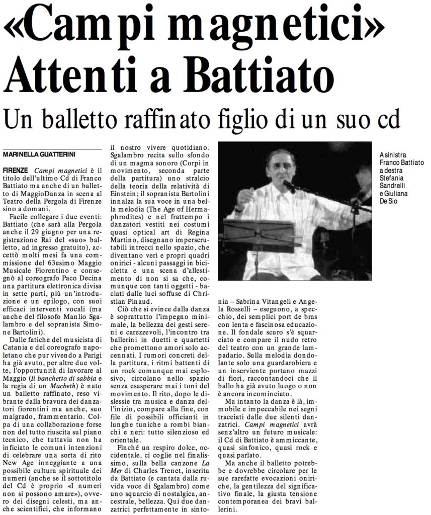 «Campi magnetici» Attenti a Battiato