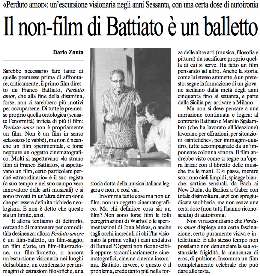 Il non-film di Battiato è un balletto