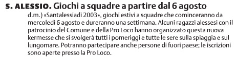 Giochi a squadre a partire dal 6 agosto