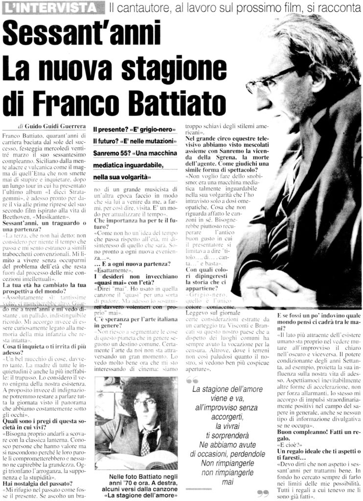 Sessant'anni La nuova stagione di Franco Battiato
