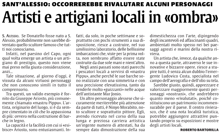 Artisti e artigiani locali in «ombra»