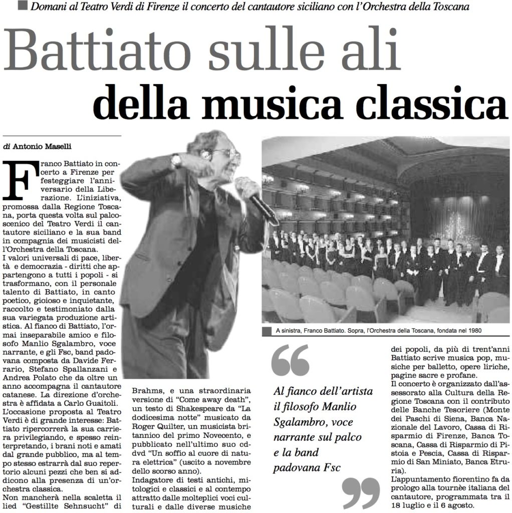 Battiato sulle ali della musica classica