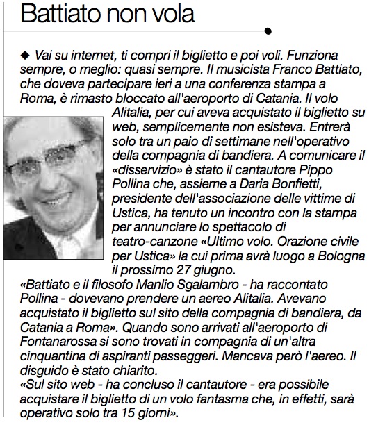 Battiato non vola