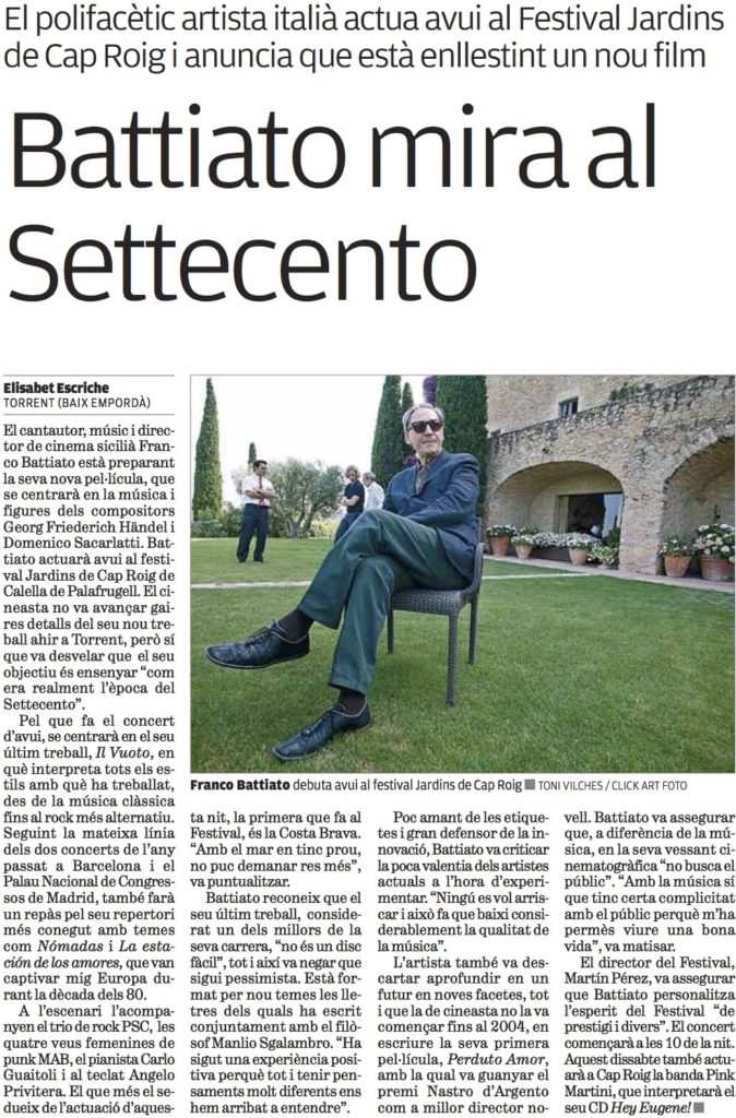 Battiato mira al Settecento