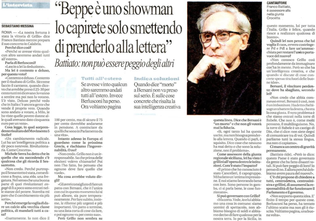 ‘Beppe è uno showman lo capirete solo smettendo di prenderlo alla lettera”