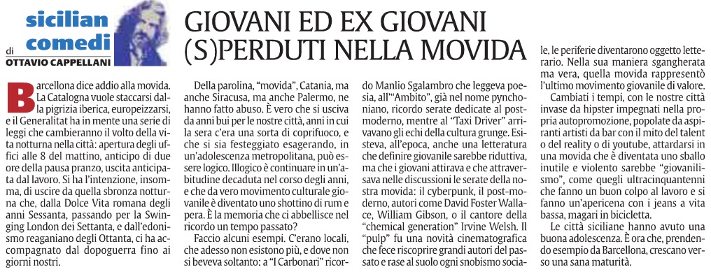 Giovani ed ex giovani (s)perduti nella movida