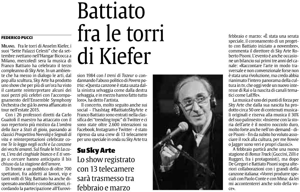 Battiato fra le torri di Kiefer