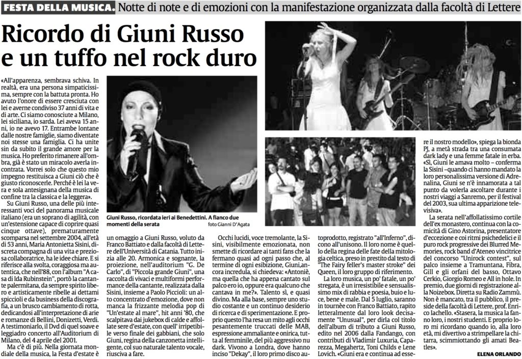 Ricordo di Giuni Russo e un tuffo nel rock duro