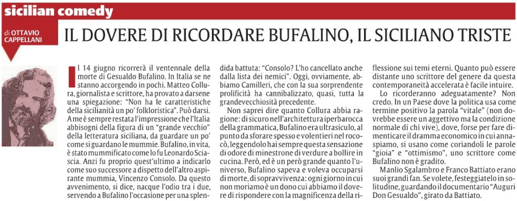 Il dovere di ricordare Bufalino, il siciliano triste