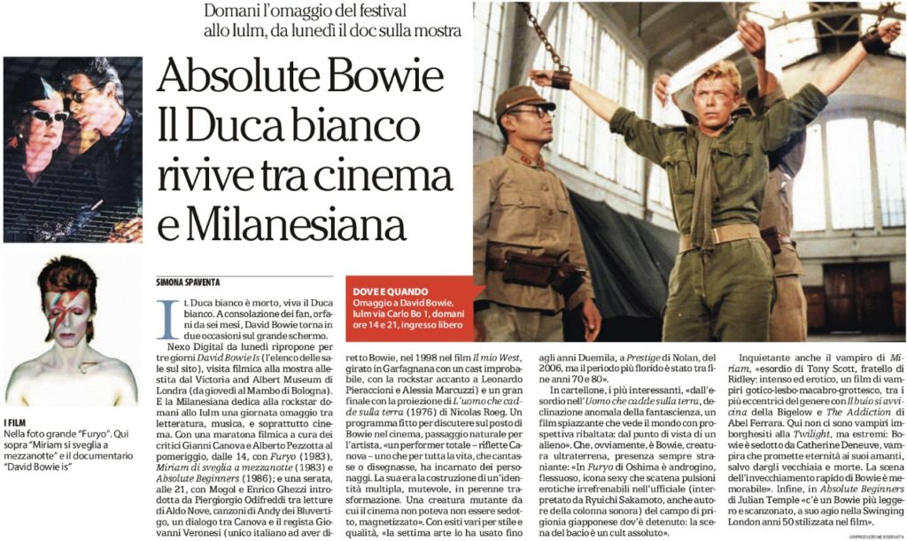 Absolute Bowie Il Duca bianco rivive tra cinema e Milanesiana