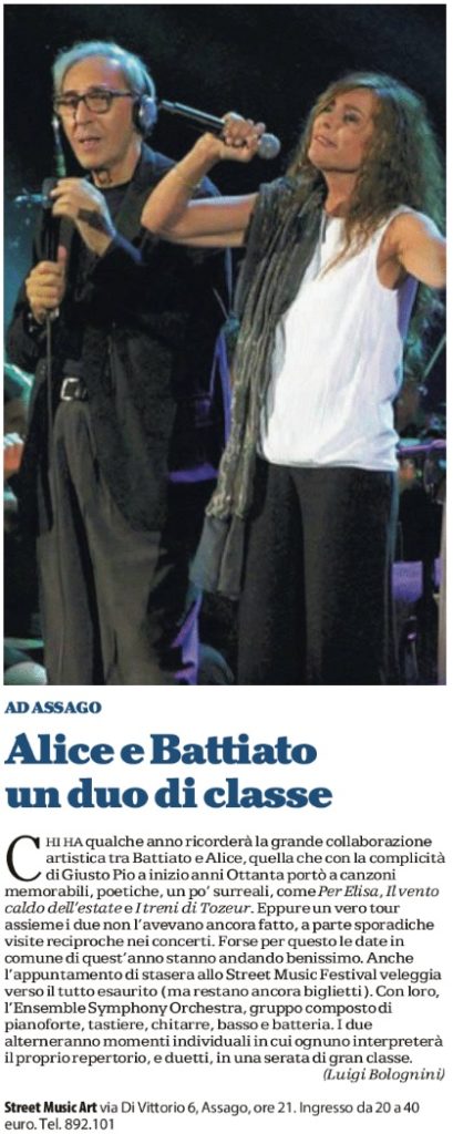 Alice e Battiato un duo di classe