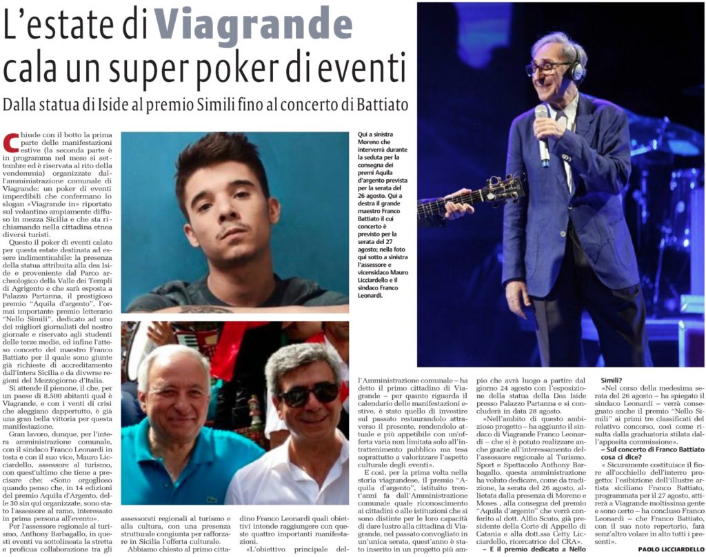 L estate di Viagrande cala un super poker di eventi